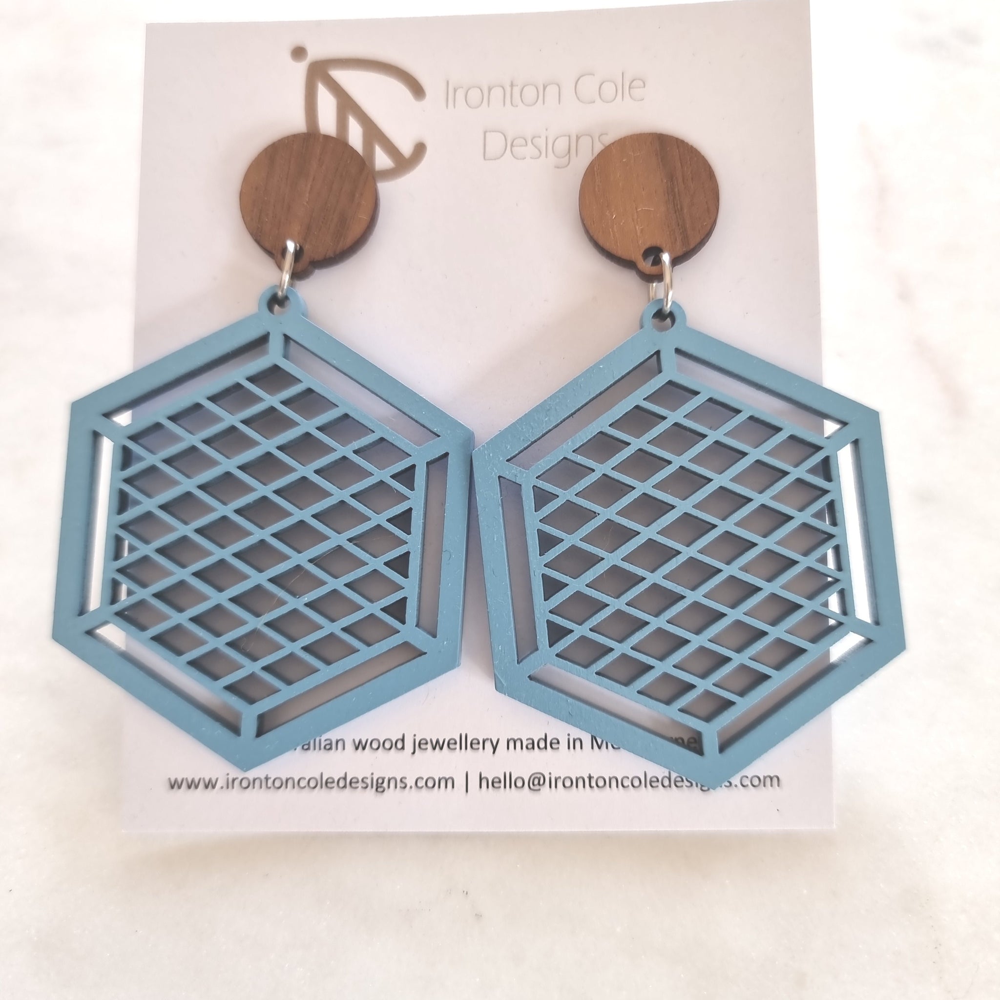 Criss cross wooden earrings