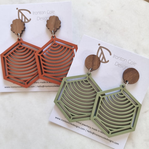 Zentangle wood earrings