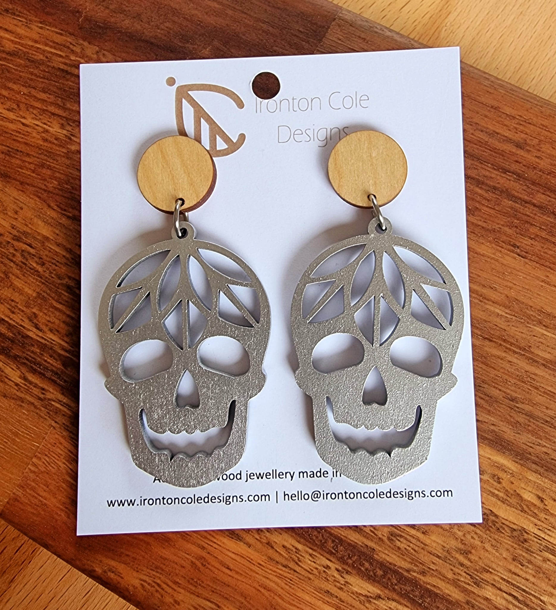 Skull wooden earrings