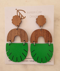 Double wooden arch earrings