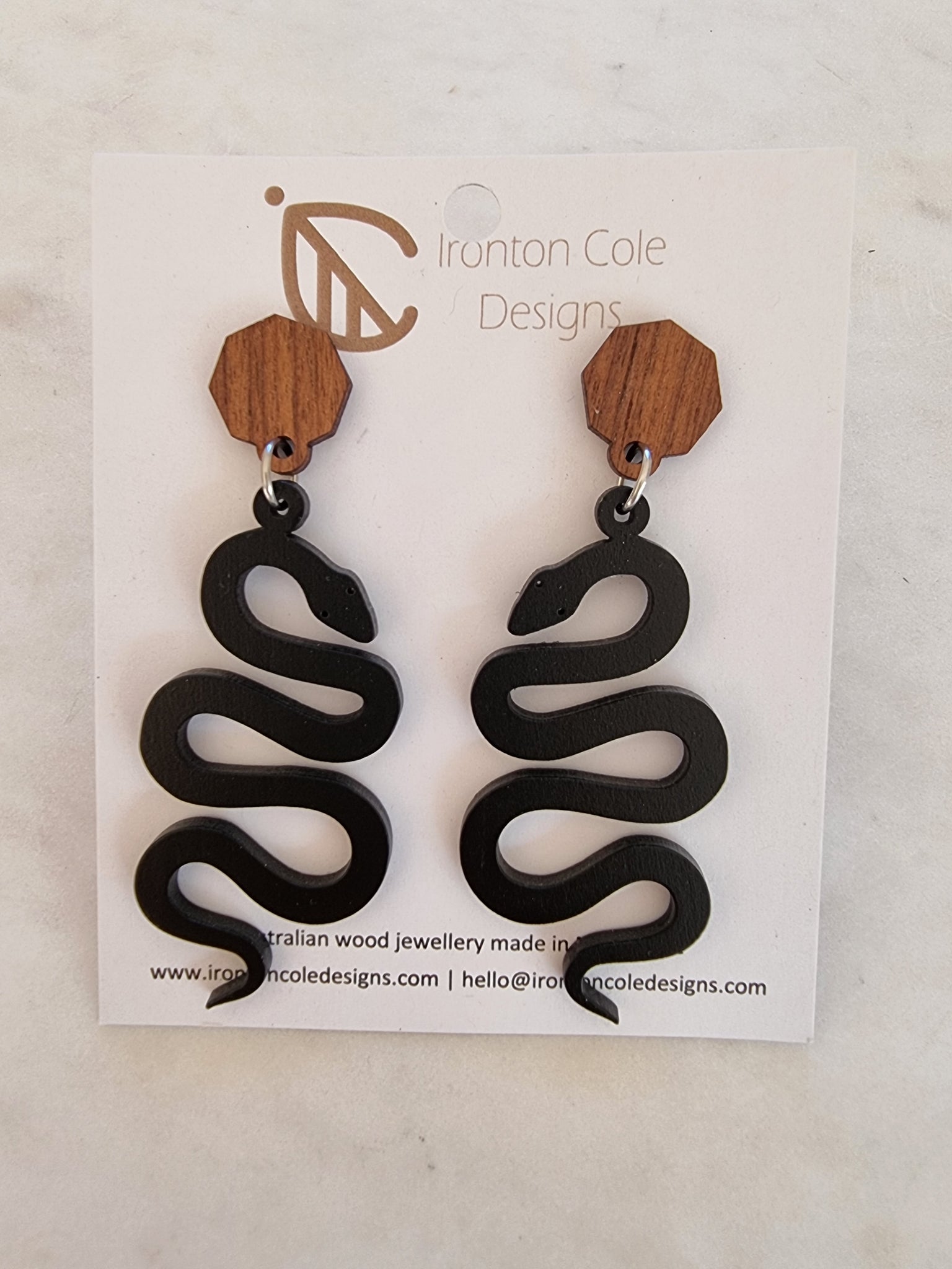 Black snake earrings