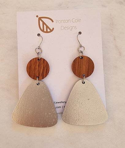 Silver wood earrings