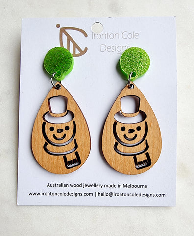 Snowman christmas earrings