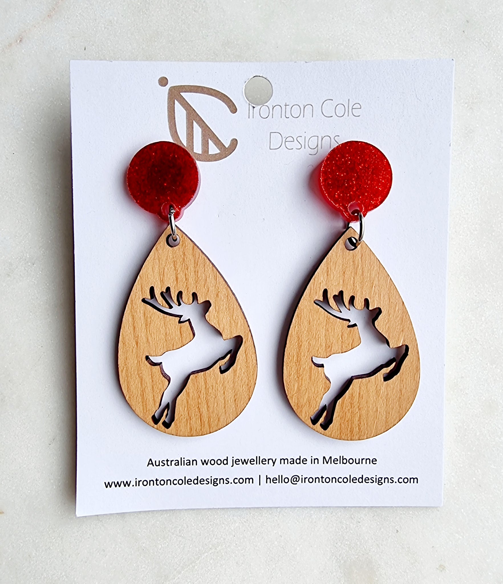 Reindeer wooden earrings