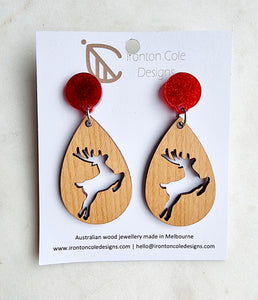Reindeer wooden earrings