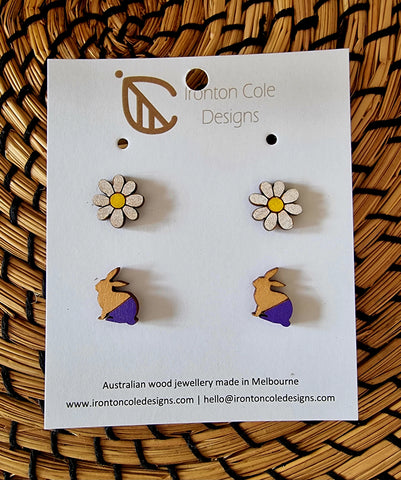 Bunny and daisy studs