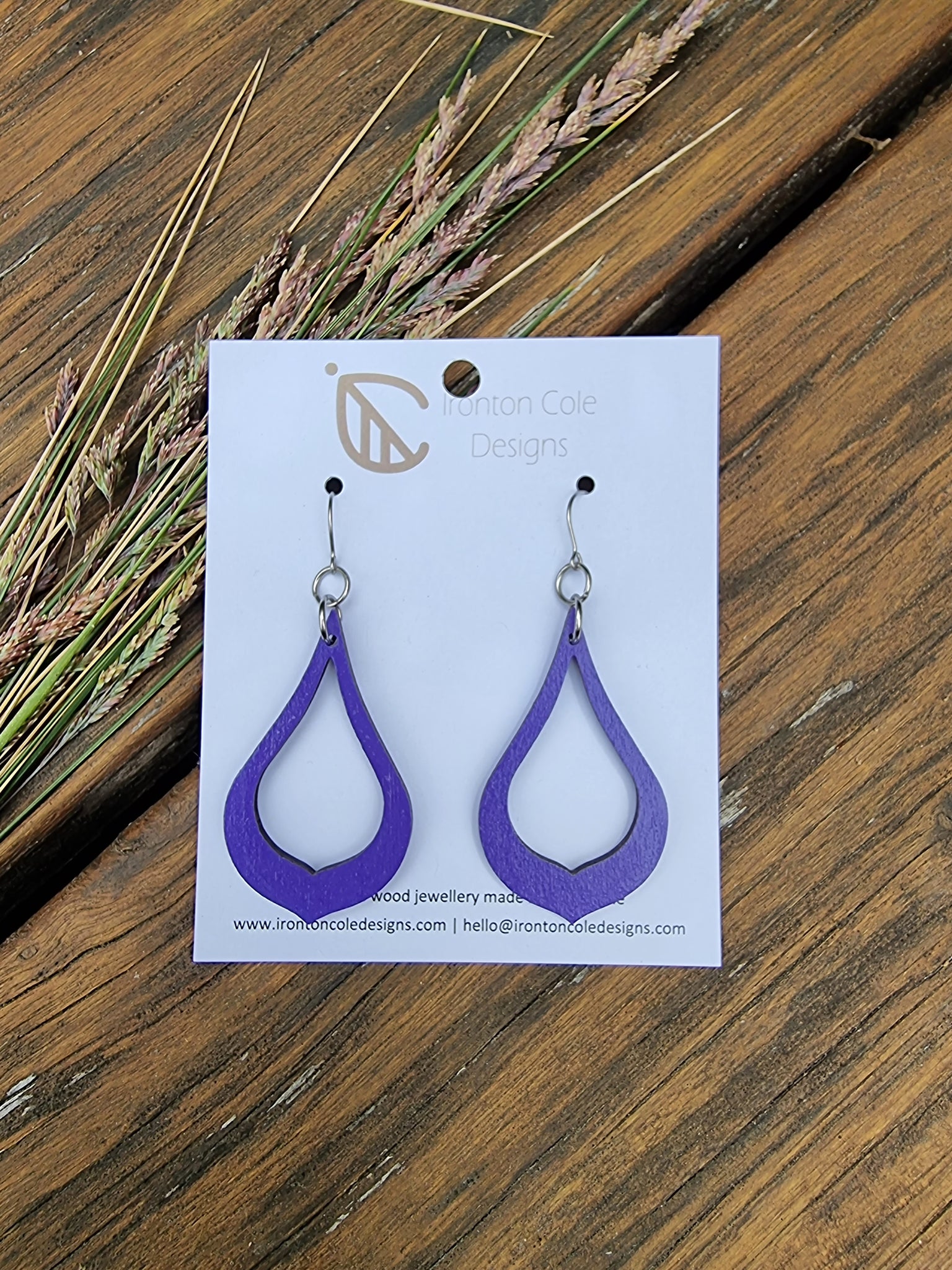 Purple tear drop earrings