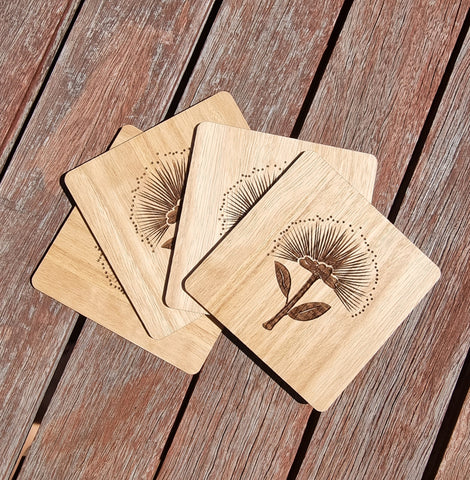 Floral wooden coasters