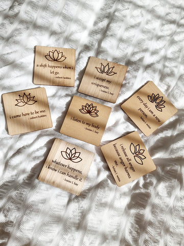 Wooden daily affirmation lotus cards