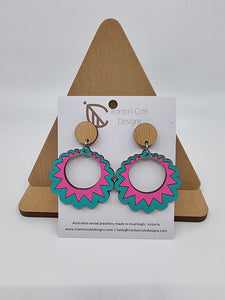 Wooden flash star earrings