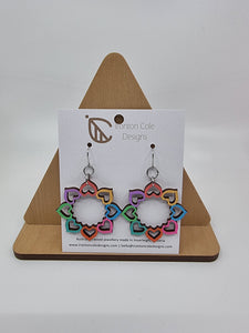 Circle of hearts wood earrings
