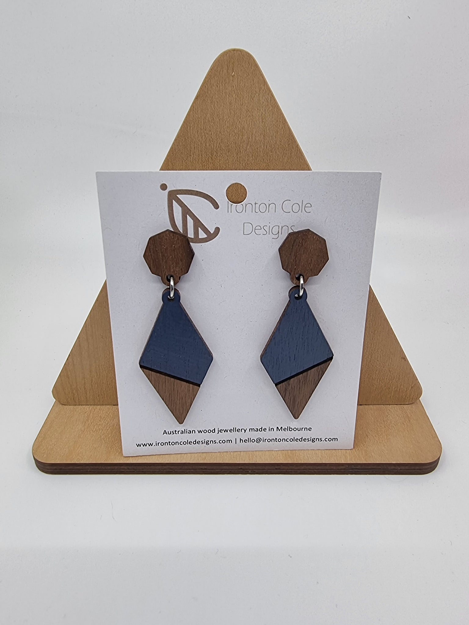 Navy blue diamond shape earrings