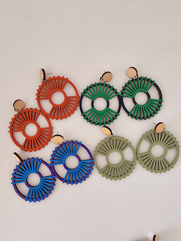 Wooden boho sun earrings