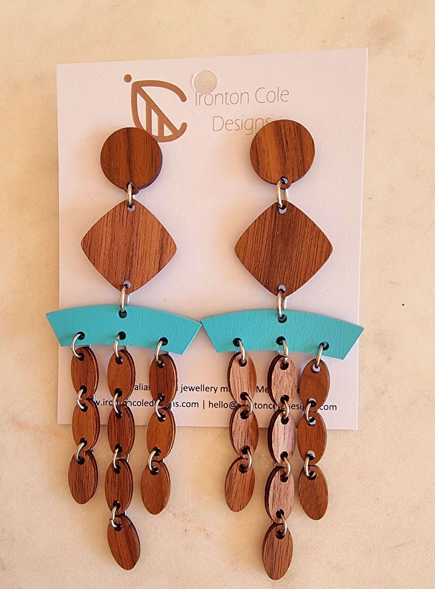 Mega tear drop wooden earrings