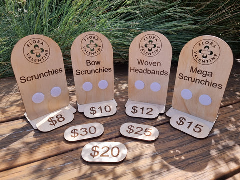Wooden changeable price stands