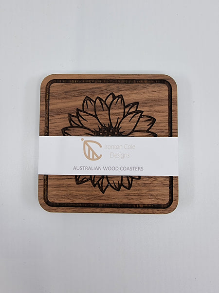 Sunflower wood coasters