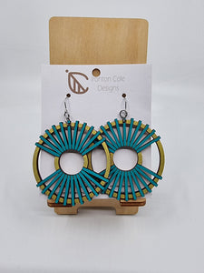 Stellar wooden aqua and gold earrings