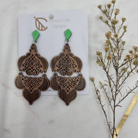 Double moroccan wooden earrings