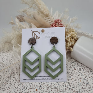 Sage green wood earrings