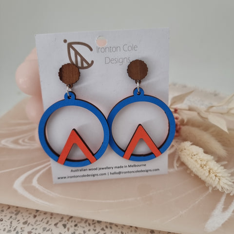 Geo round wooden earrings