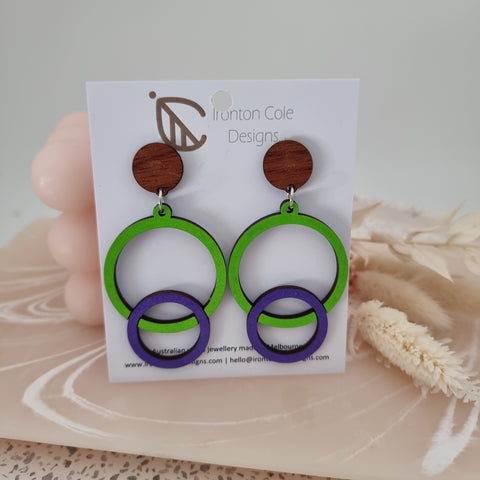 Round geo wooden earrings