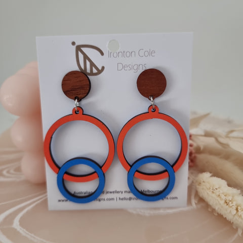 Geo round wooden earrings