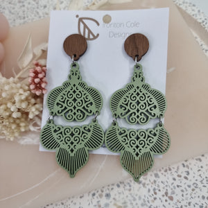 Sage green chandlier earrings