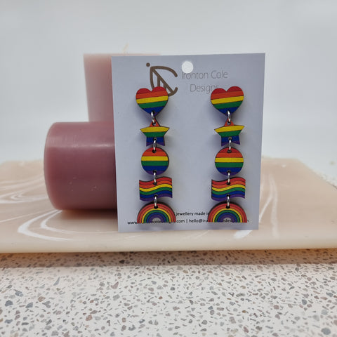 Rainbow wooden earrings