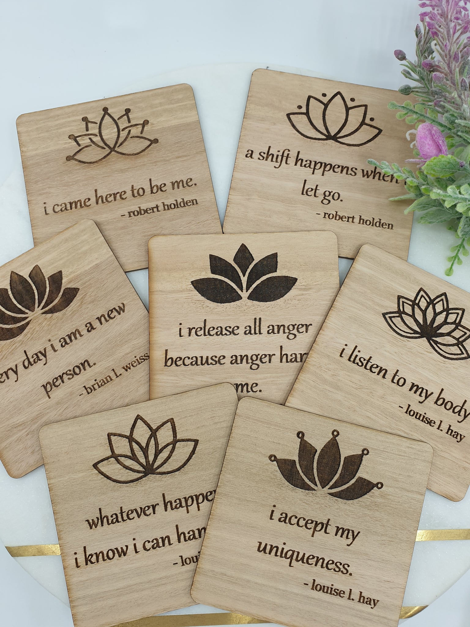 Wooden daily affirmation cards