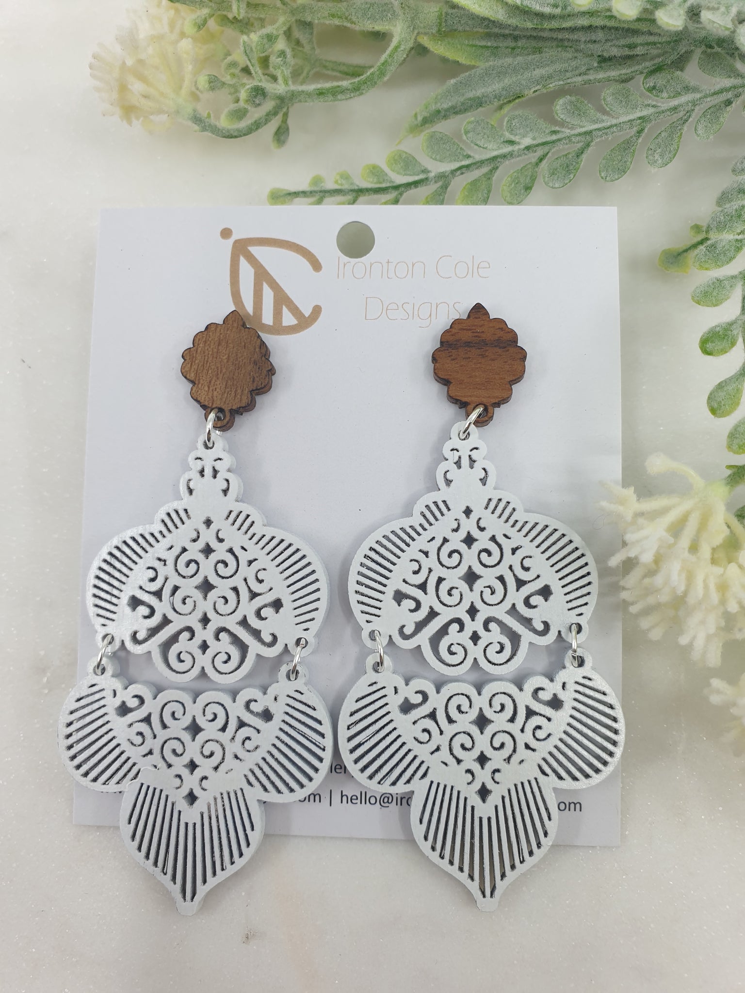 White Moroccan inspired earrings