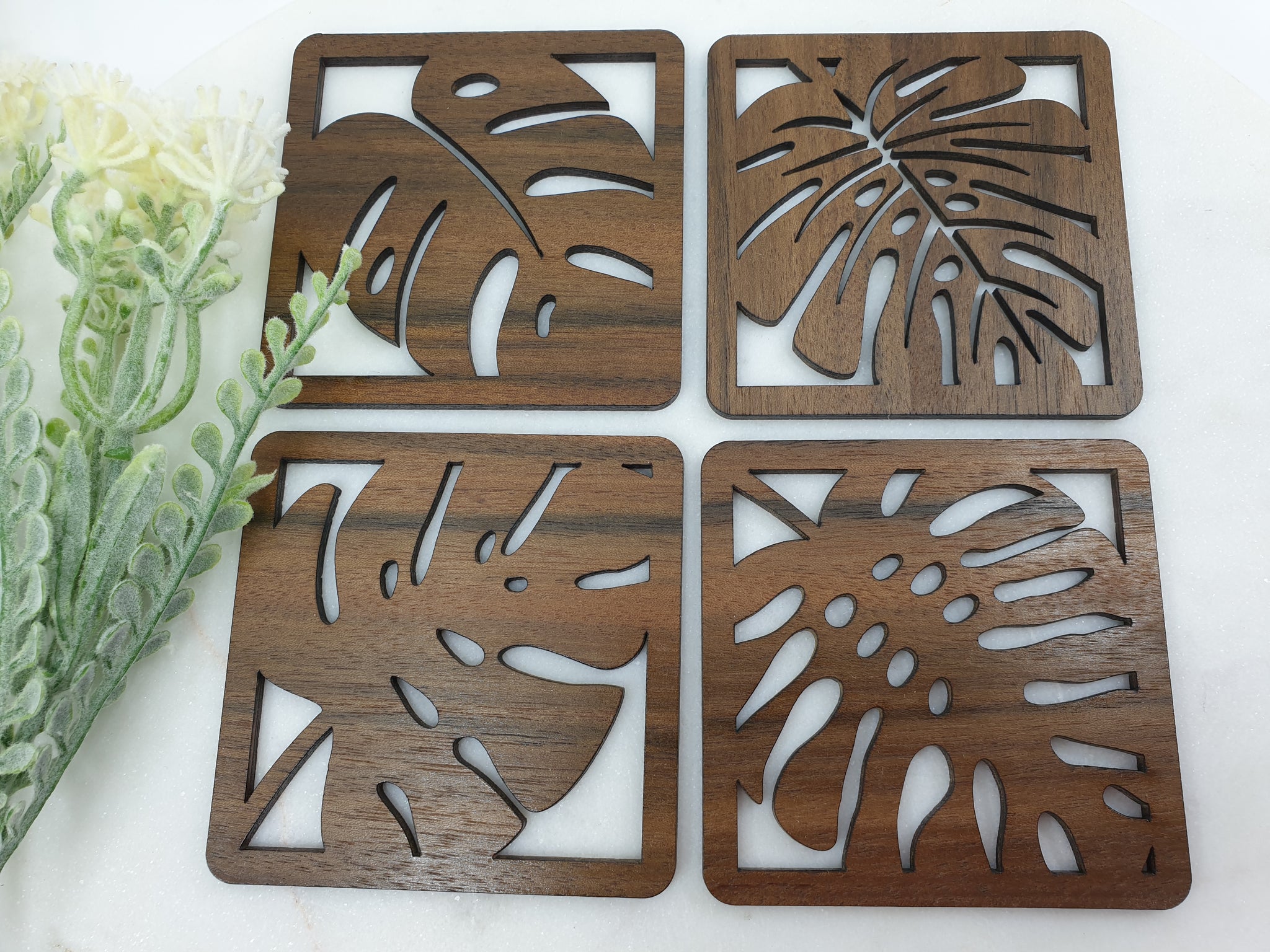 Monstera leaf coasters