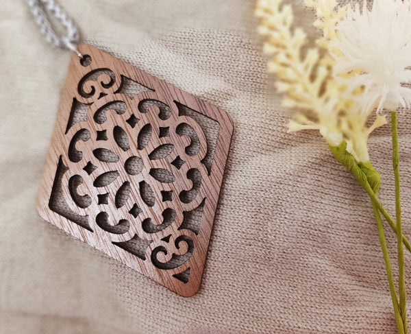Flower wooden pendant