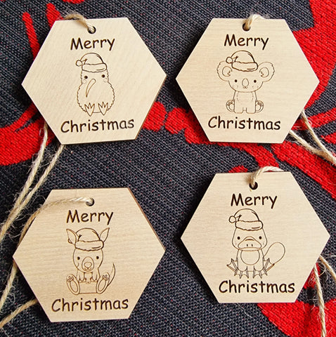 Wooden christmas decoration set