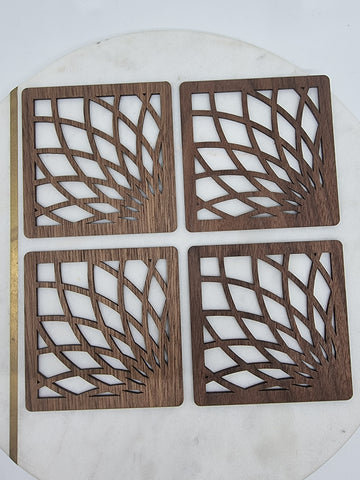 Square wooden sunflower coasters made from queensland walnut wood. 