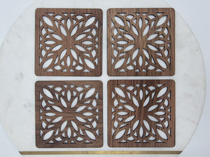 Wooden flower coasters