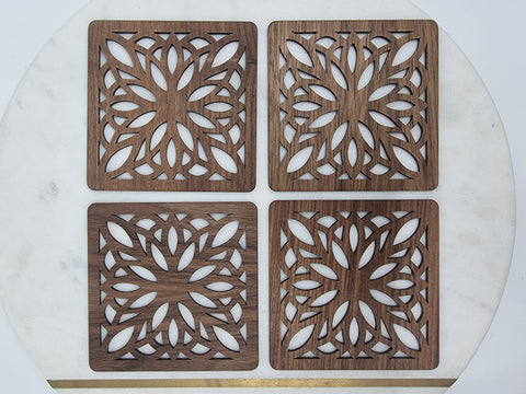 Wooden flower coasters