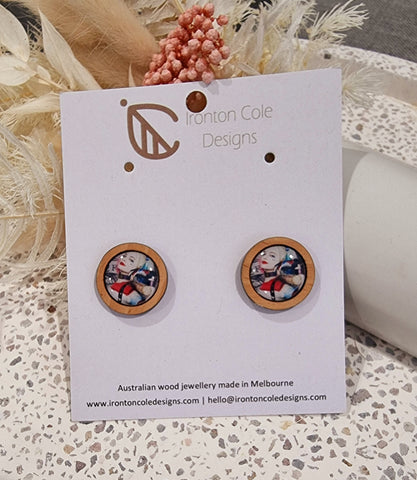 Wooden round harlequin studs