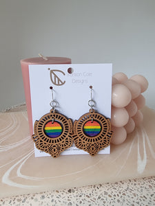 Boho pride wooden earrings
