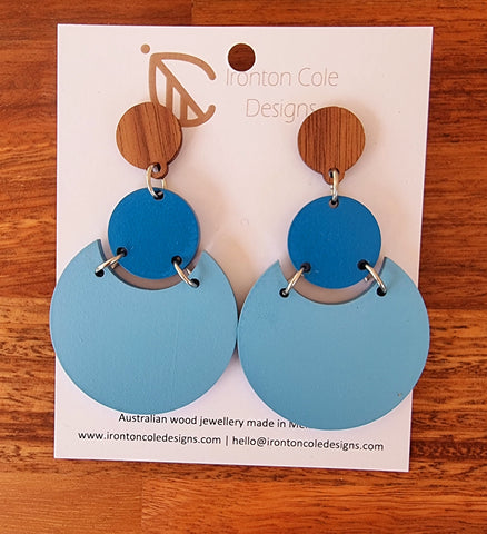 Double wooden round earrings