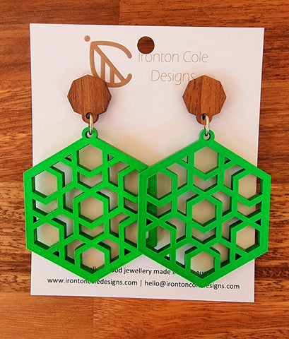 Wooden art deco earrings