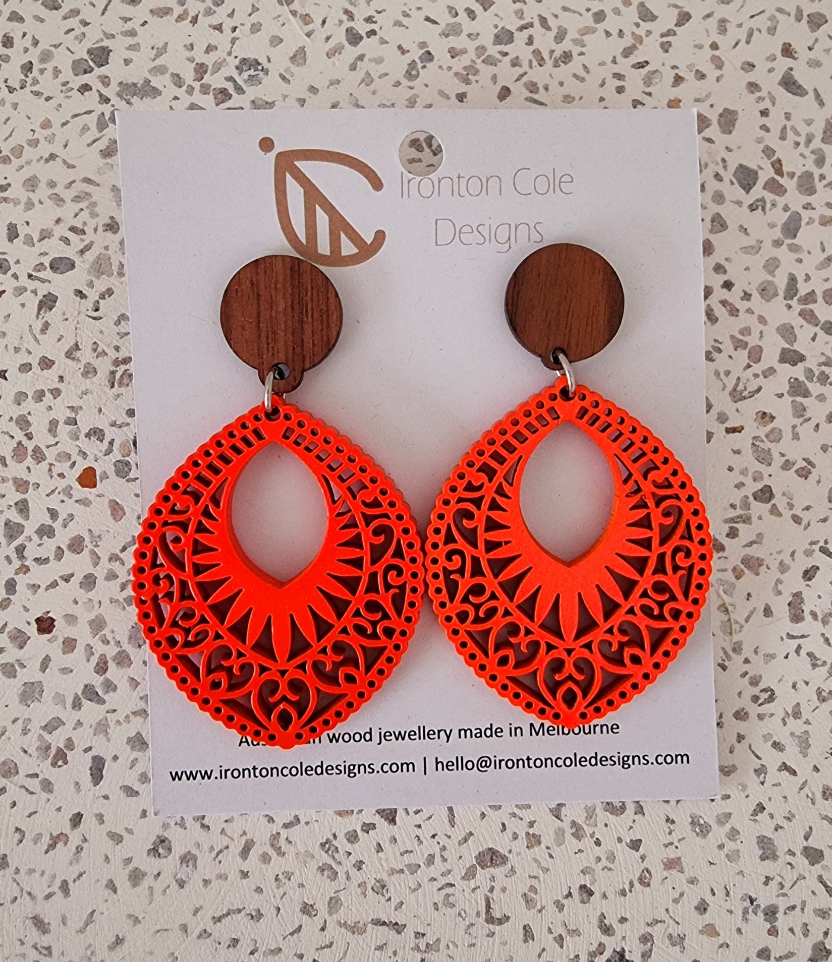 Fluro wooden earrings