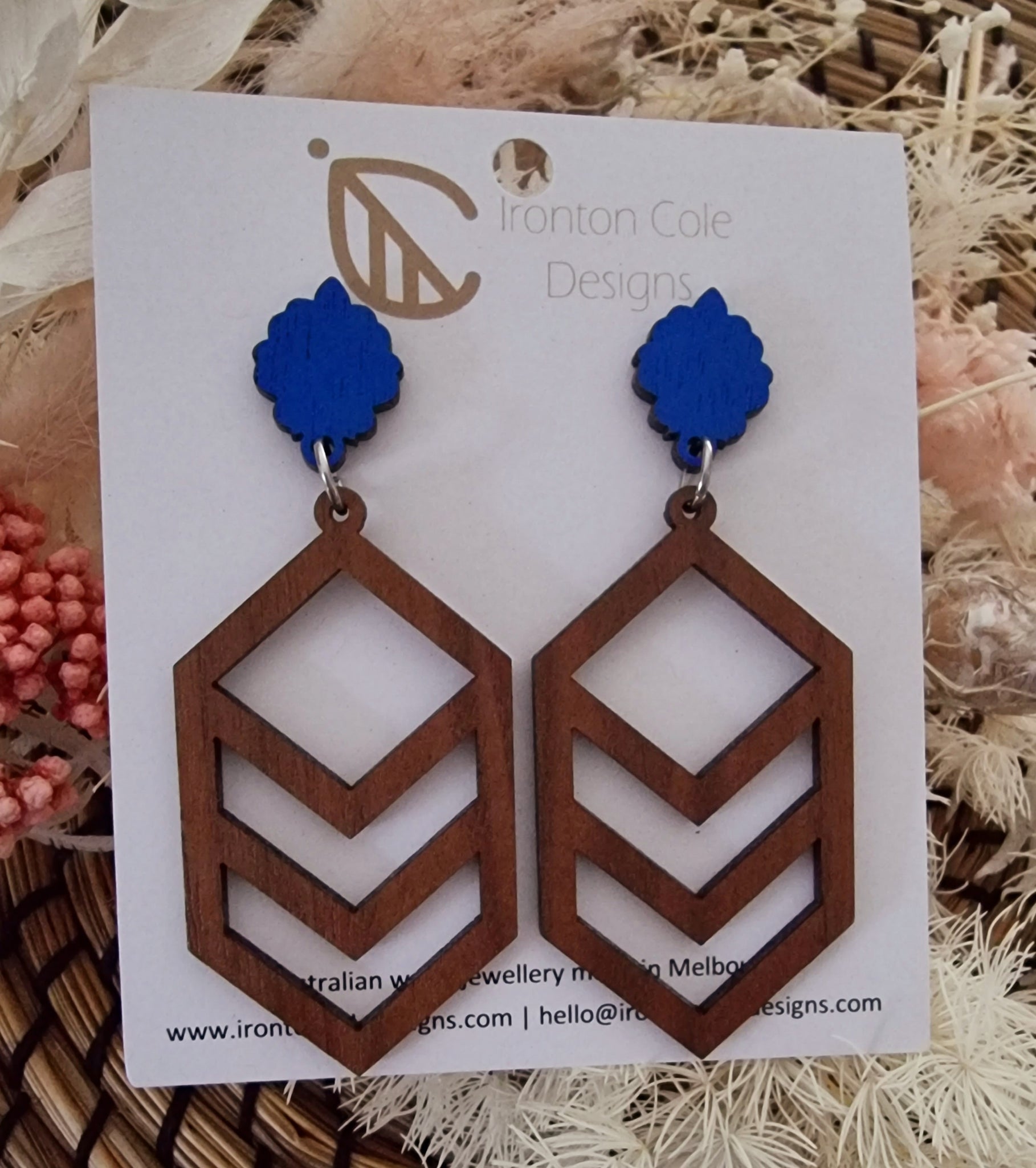 Geometric wooden earrings