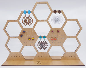 Honeycomb wooden earring stand