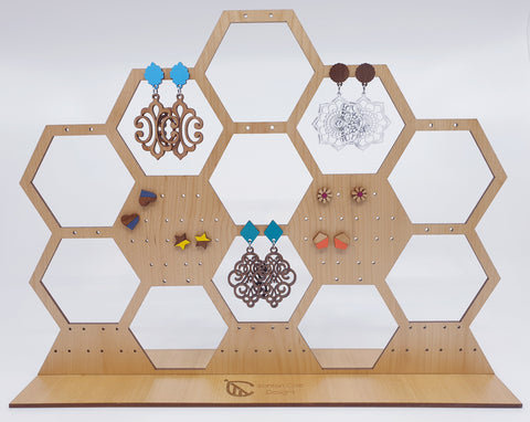 Honeycomb wooden earring stand