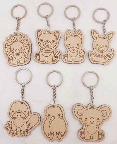 Animal wooden keyrings