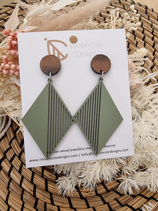 Eucalyptus diamond wooden earrings