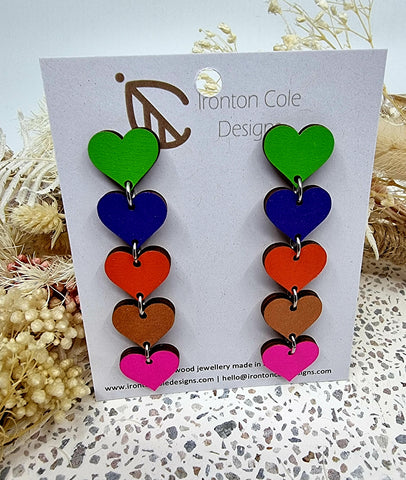 Wooden heart earrings