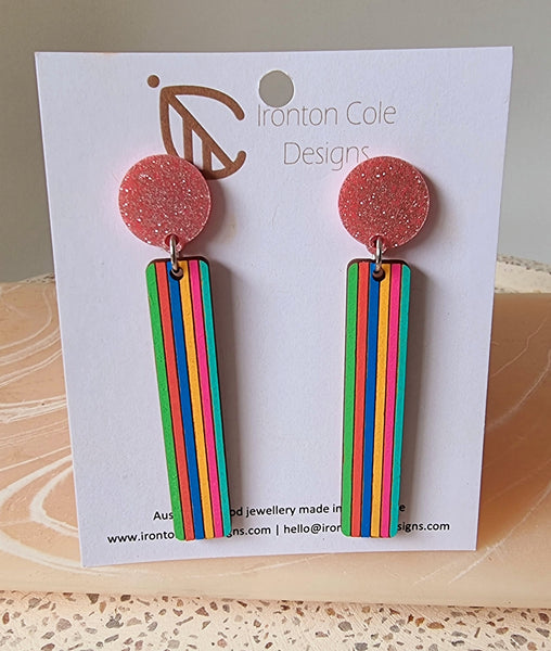 Lollypop striped wooden earrings