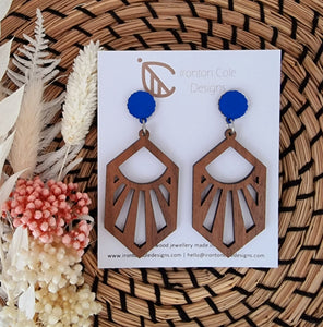 Natural wood sunray earrings