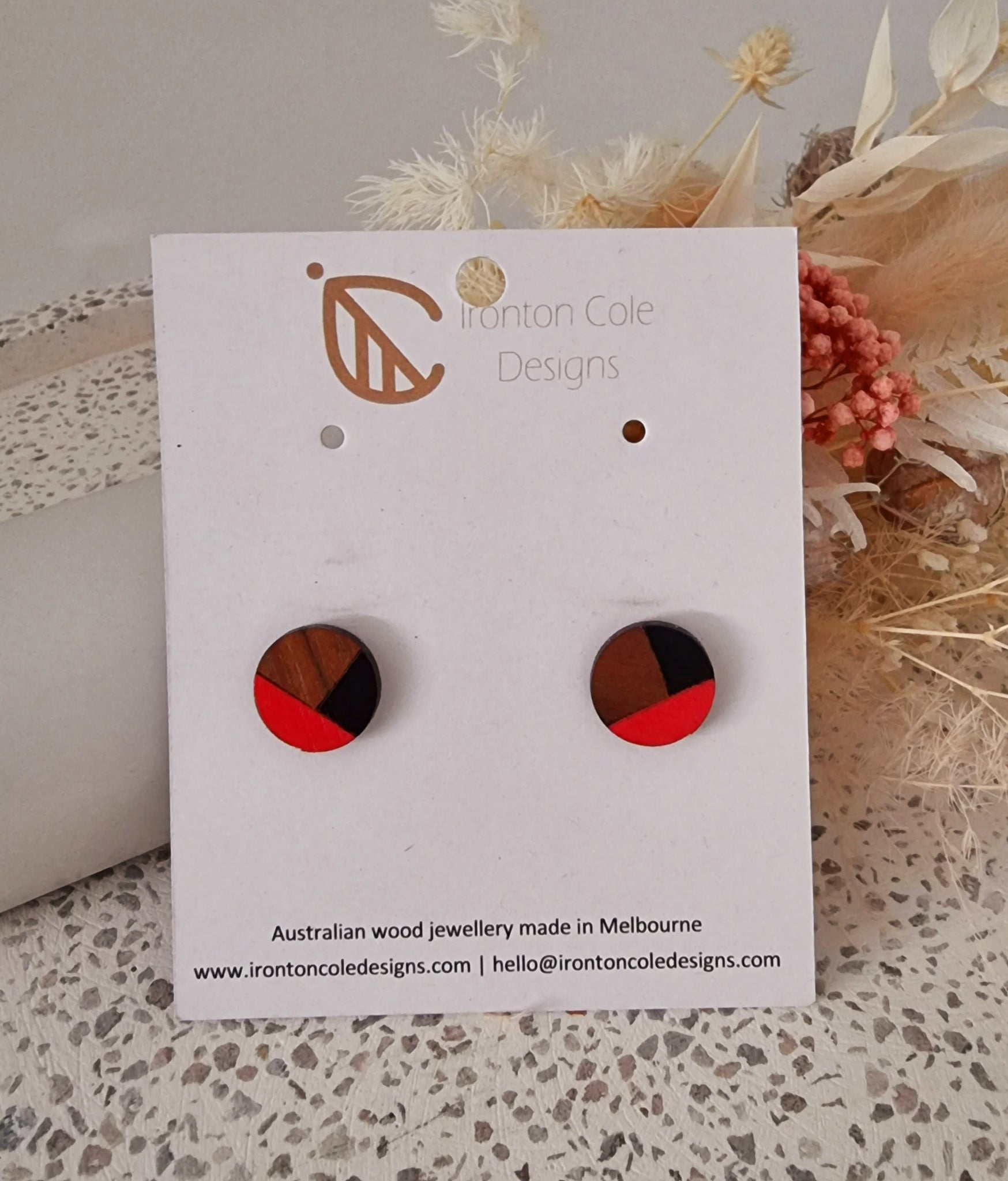 Red and Black wooden studs